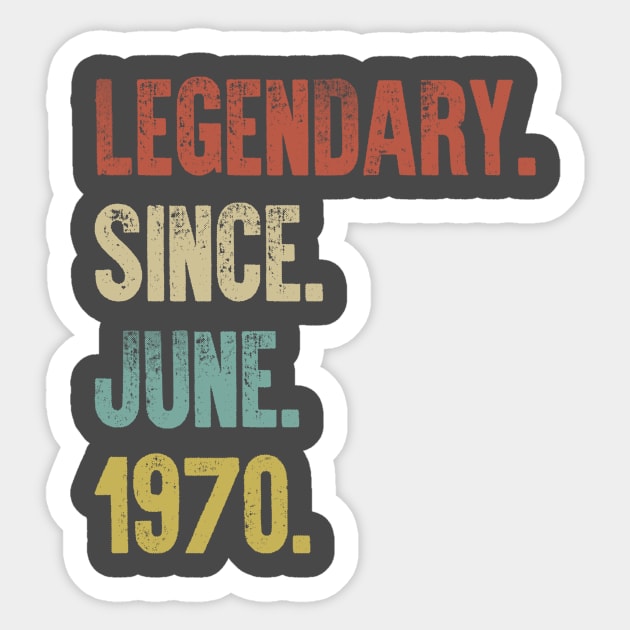 Retro Vintage 50th Birthday Legendary Since June 1970 Sticker by DutchTees